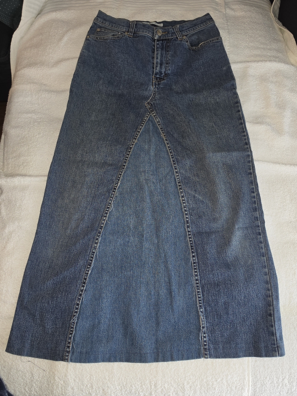 Tommy Hilfiger Blue Denim Maxi Skirt with Front Panel